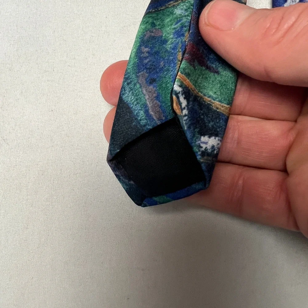 Jonathan Peters Abstract Wearable Eclectic Art Tie Green Blue Purple Red Necktie